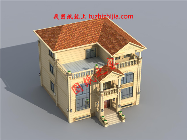 简欧式三层小别墅设计图,带地下室,客厅中空,占地150平米