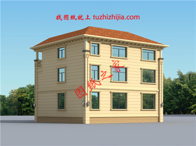 简欧式三层小别墅设计图,带地下室,客厅中空,占地150平米