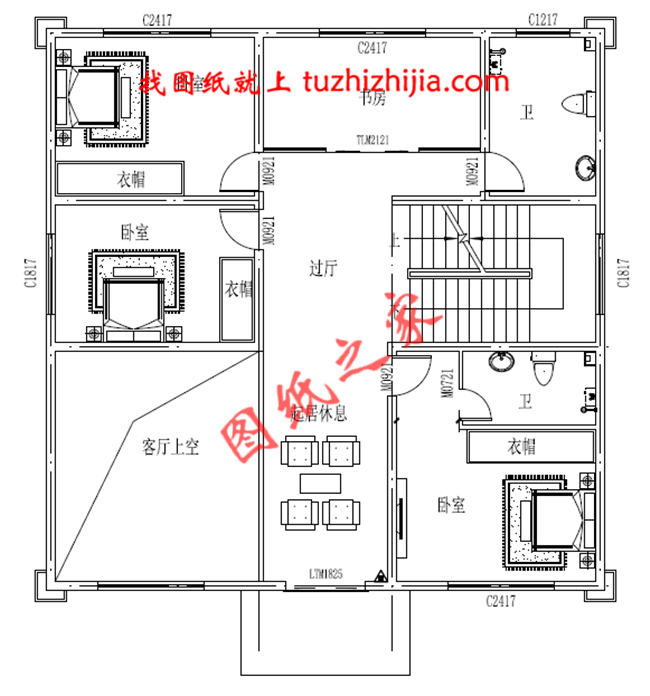 简欧式三层小别墅设计图,带地下室,客厅中空,占地150平米