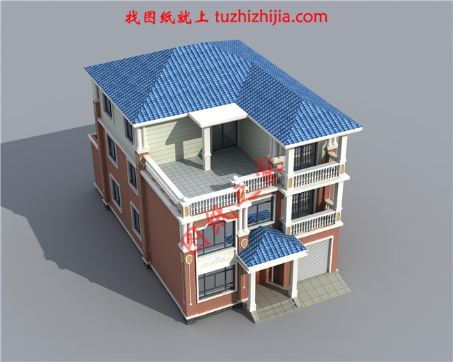 最新设计的三层农村别墅图纸，带车库，带露台，占地150平米左右