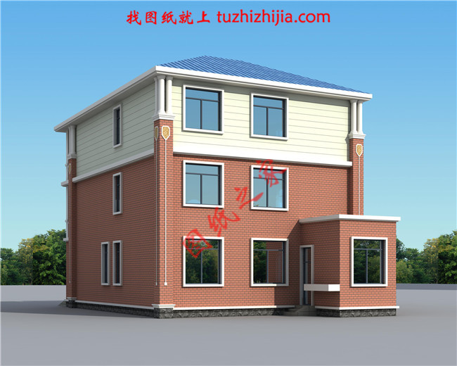 最新设计的三层农村别墅图纸，带车库，带露台，占地150平米左右