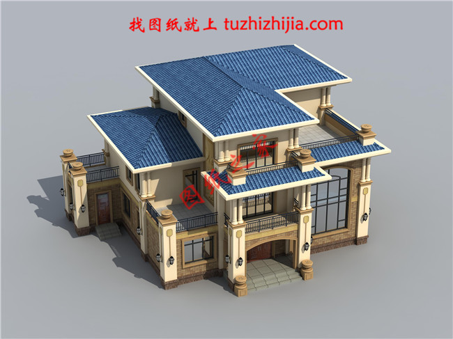欧式豪华三层别墅设计图,占地面积170平米,高端大气带露台