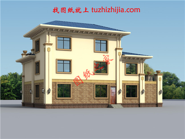 欧式豪华三层别墅设计图,占地面积170平米,高端大气带露台