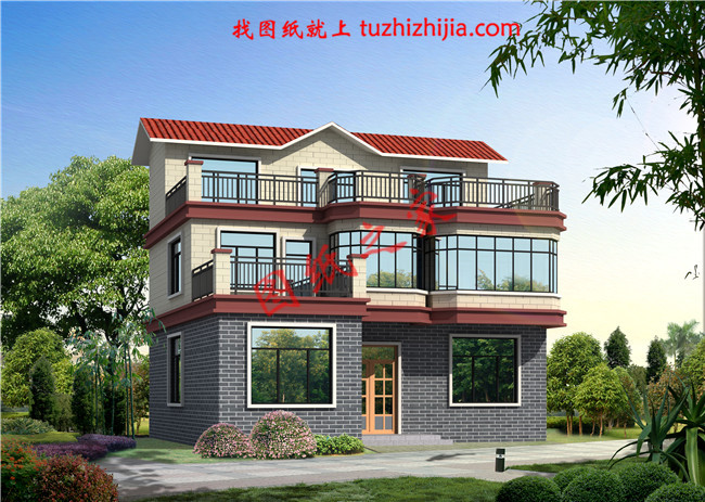 新农村三层自建房屋设计图,占地120平米,工艺简单