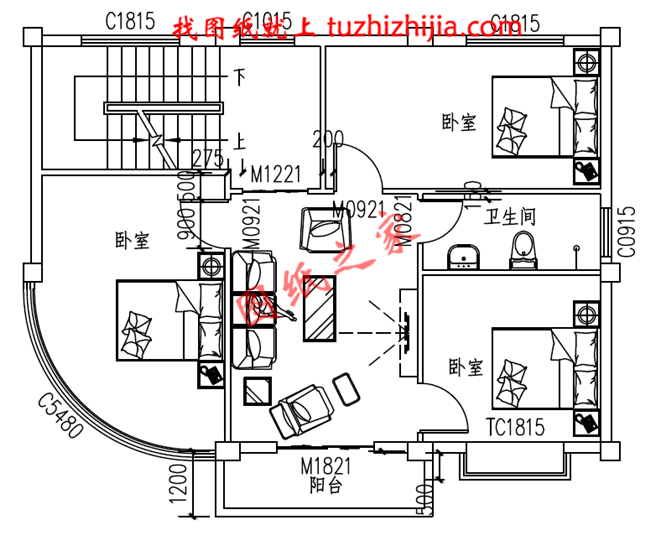 小平米四层自建房屋设计图纸,户型简单实用,占地80平方米