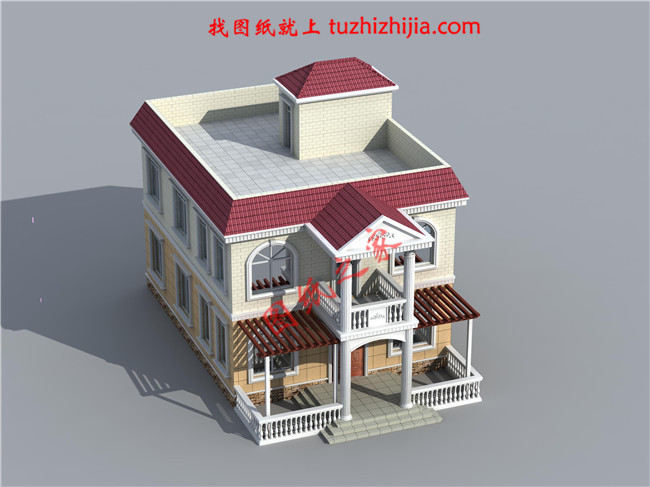 120平米简单实用型农村小别墅设计图,二层屋顶为全露台,小开间,长进深