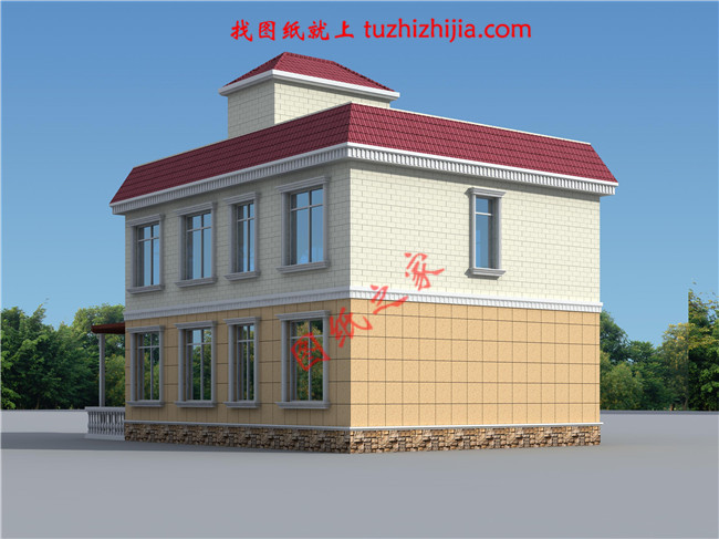 120平米简单实用型农村小别墅设计图,二层屋顶为全露台,小开间,长进深