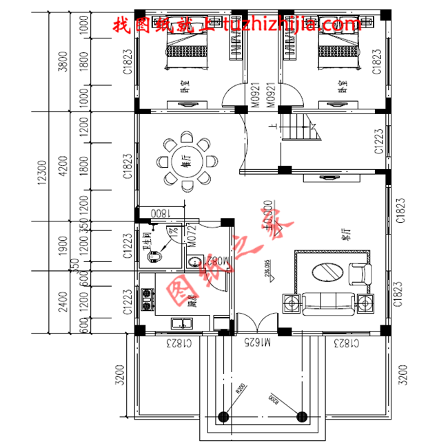 120平米简单实用型农村小别墅设计图,二层屋顶为全露台,小开间,长进深