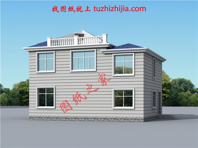 时尚创意型二层小别墅设计图，占地面积110平方米，外观清新典雅
