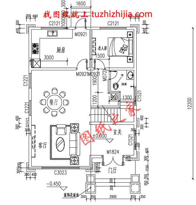 8.5×12米四层欧式房屋设计图纸，占地100平，落地窗中嵌入了雕花