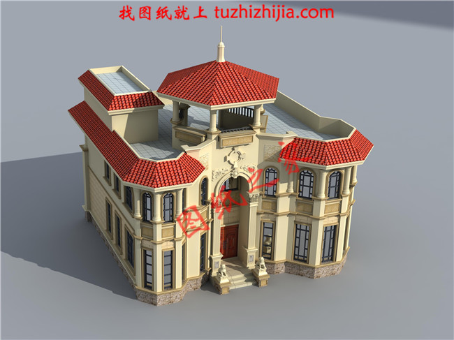 最新二层小别墅图纸，别墅设计图纸，占地160平米，客厅中空