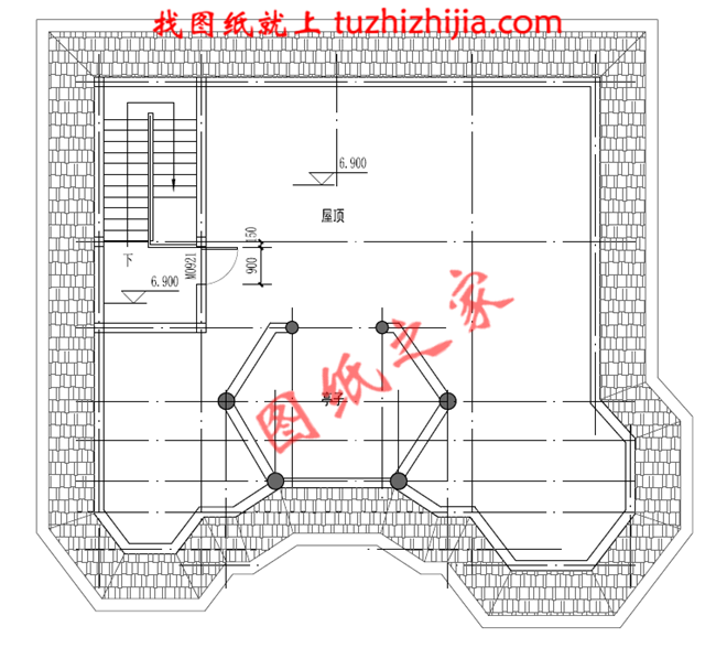 最新二层小别墅图纸，别墅设计图纸，占地160平米，客厅中空