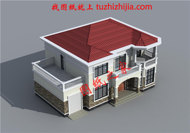 带车库,带露台二层农村小别墅设计图,宅基地大小适中,外观造型美
