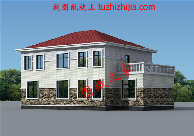 带车库,带露台二层农村小别墅设计图,宅基地大小适中,外观造型美