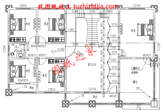 二层小别墅外观图片,别墅图纸,外观时尚,布局简单实用,挑空的客厅设计