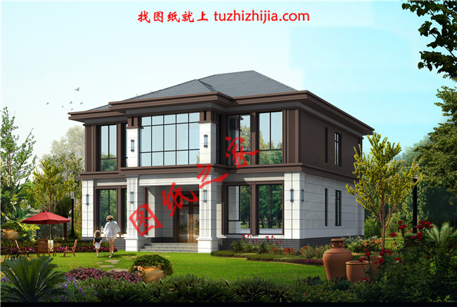 简单大方二层小别墅设计图,占地180平米,造型美观,构造整齐有序