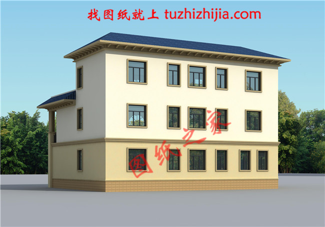 三层新农村别墅设计图片及全套图纸，外形对称，带露台，这个户型宅基地大小适中