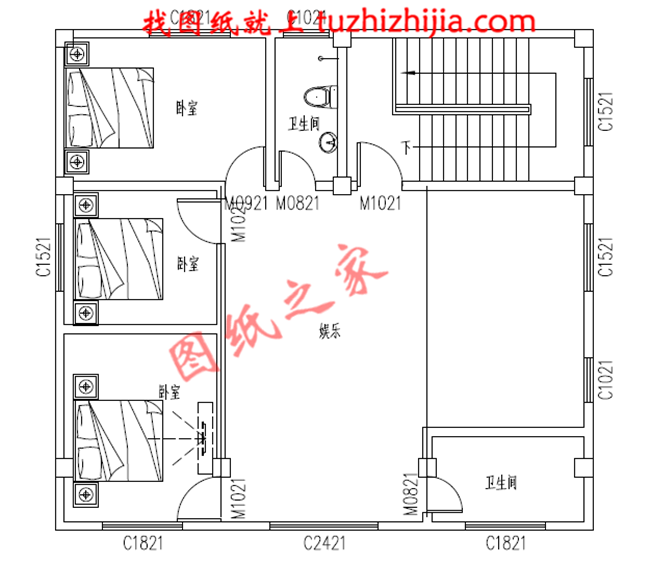 三层农村小别墅设计图,一层带商铺,占地110平米,经济实用