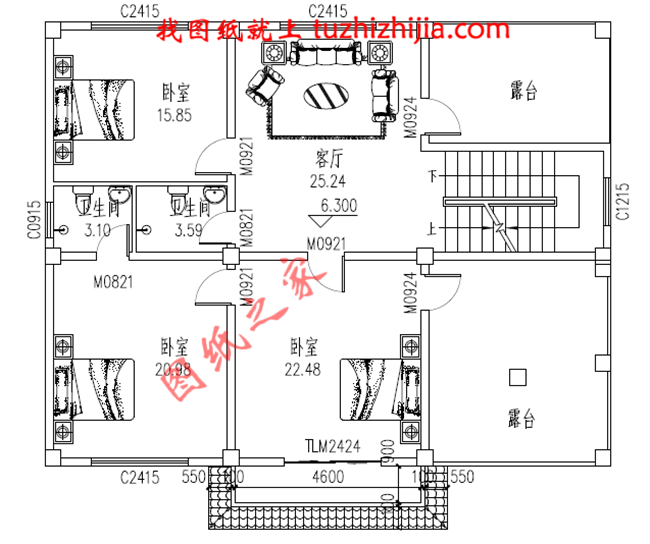 三层新农村房屋设计图,占地150平米,带露台,多卧室户型