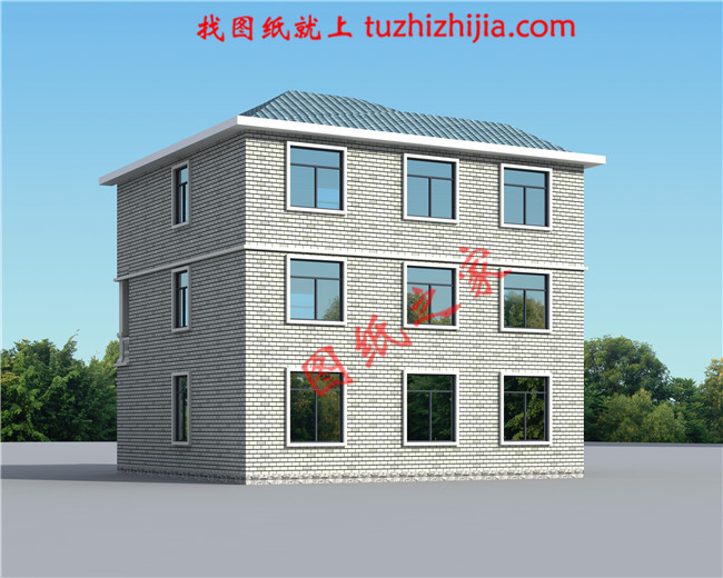 简单质朴三层新农村小别墅设计图纸,别墅图片,户型简单合理实用,占地120平米