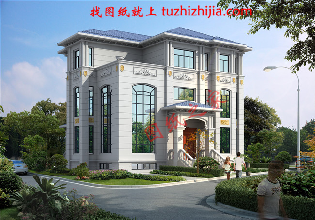 高端三层别墅设计图纸,客厅中空,带地下室,设置多个套间