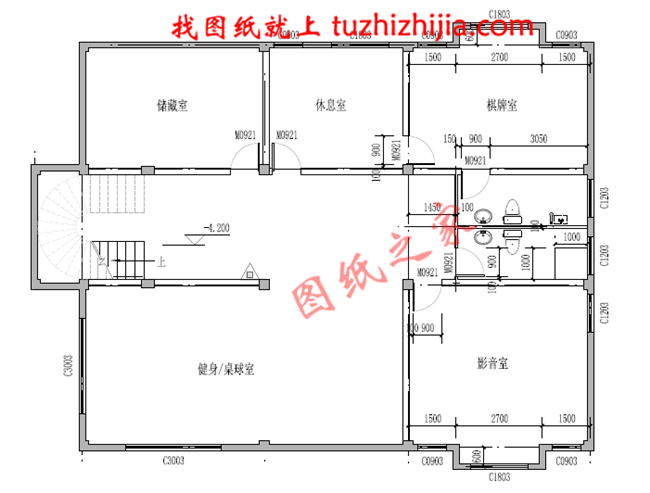 高端三层别墅设计图纸,客厅中空,带地下室,设置多个套间