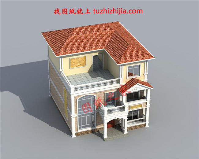 三层新农村小别墅设计图纸，占地120平米，客厅中空，带大露台