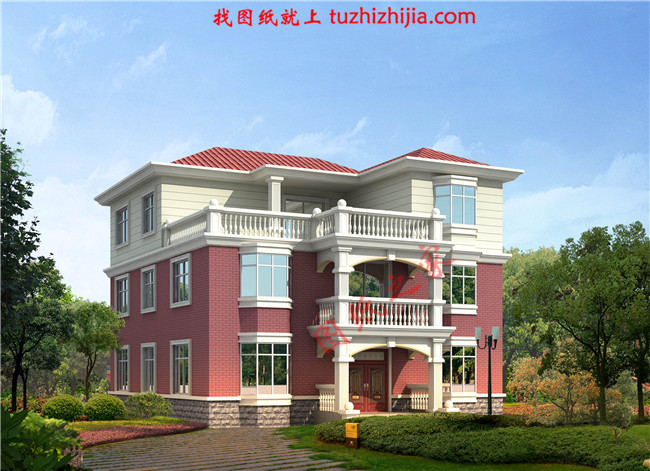 舒适大方三层房屋设计图纸及图片,占地150平米,布局合理,卧室多