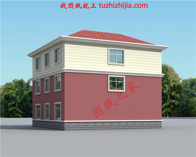 舒适大方三层房屋设计图纸及图片,占地150平米,布局合理,卧室多