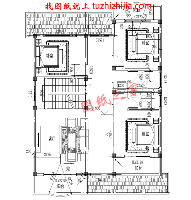 漂亮实用三层新农村小别墅设计图纸,占地150平米,带露台,从哪个方向看都很好看