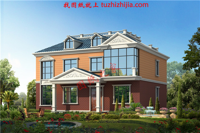 适合农村建造的二层房屋设计图纸及效果图，带闷顶层，占地150平米左右