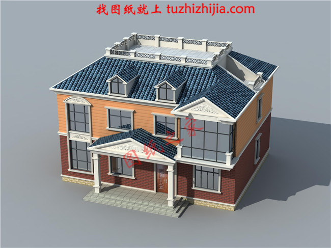 适合农村建造的二层房屋设计图纸及效果图，带闷顶层，占地150平米左右