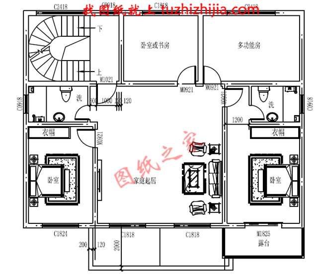 适合农村建造的二层房屋设计图纸及效果图，带闷顶层，占地150平米左右