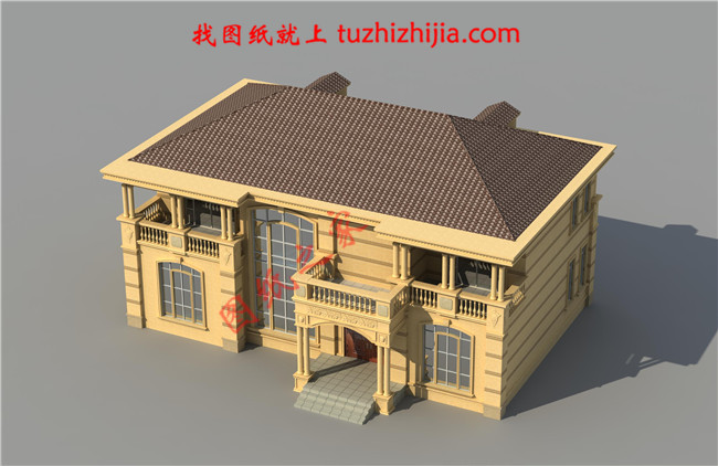 豪华二层别墅设计图纸及别墅图片,旋转楼梯,内设佛堂,大大落地窗
