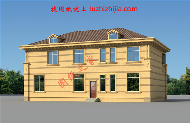 豪华二层别墅设计图纸及别墅图片,旋转楼梯,内设佛堂,大大落地窗