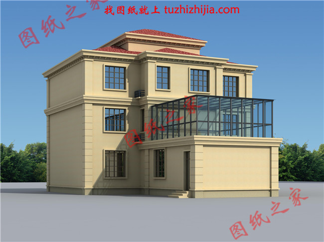 层自建房设计图纸设计图片,复式农村别墅,客厅中空,厨房独立干净卫生,带阳光房