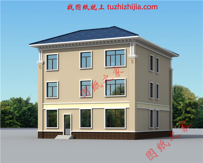 户型简单实用的三层农村房屋设计图纸，复式结构，大面积开窗，增加了采光度又增加了美观度