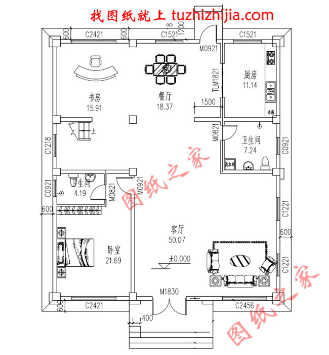 户型简单实用的三层农村房屋设计图纸，复式结构，大面积开窗，增加了采光度又增加了美观度