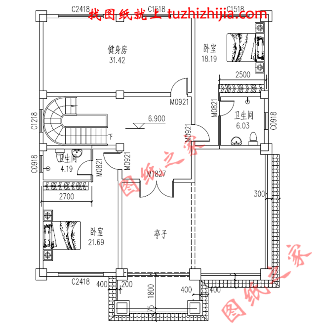户型简单实用的三层农村房屋设计图纸，复式结构，大面积开窗，增加了采光度又增加了美观度
