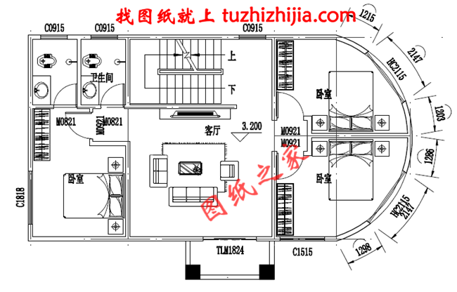 小户型三层别墅房屋设计图纸，占地80多平米，麻雀虽小五脏俱全，布局合理，造价20万左右