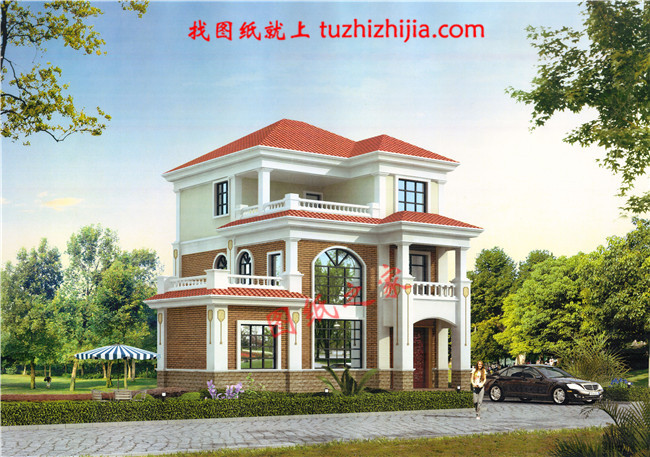 经典三层农村房屋设计图纸，占地100平米左右，外观典雅精致，内在宽敞舒适