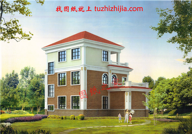 经典三层农村房屋设计图纸，占地100平米左右，外观典雅精致，内在宽敞舒适
