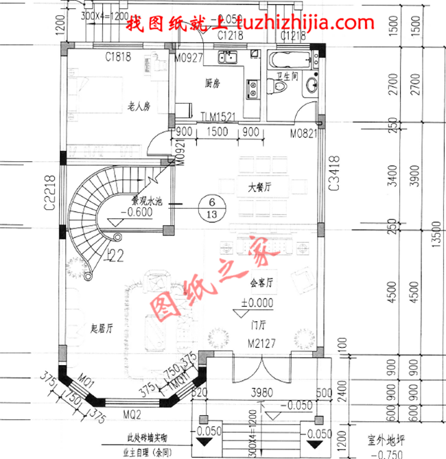 三层新农村自建房屋设计图纸,占地120平米左右,此户型是个开间小,进深大的户型