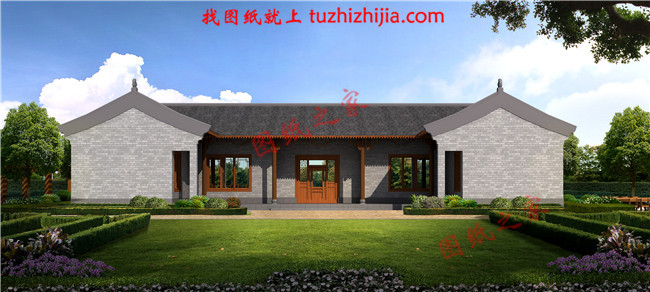 一层三合院自建房屋图纸，外观不仅古朴洋气，而且户型实用