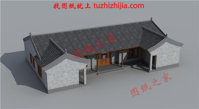 一层三合院自建房屋图纸，外观不仅古朴洋气，而且户型实用