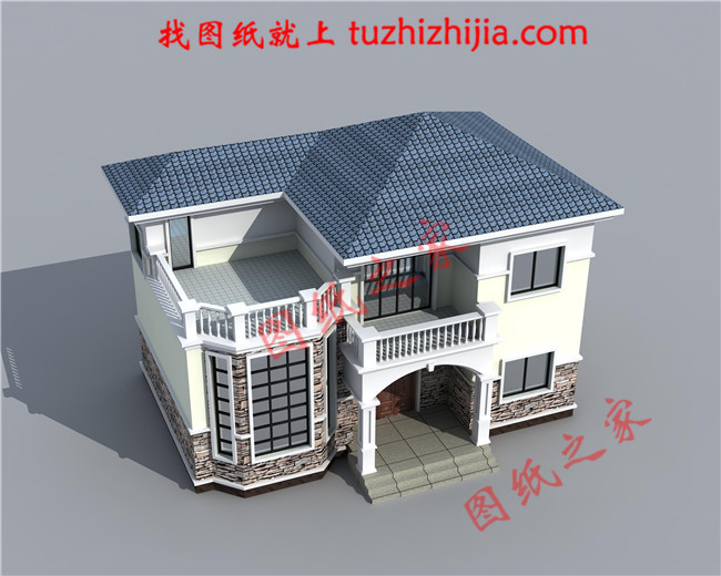 经典二层100平米左右新农村房屋设计图纸及效果图，客厅中空，造价20万