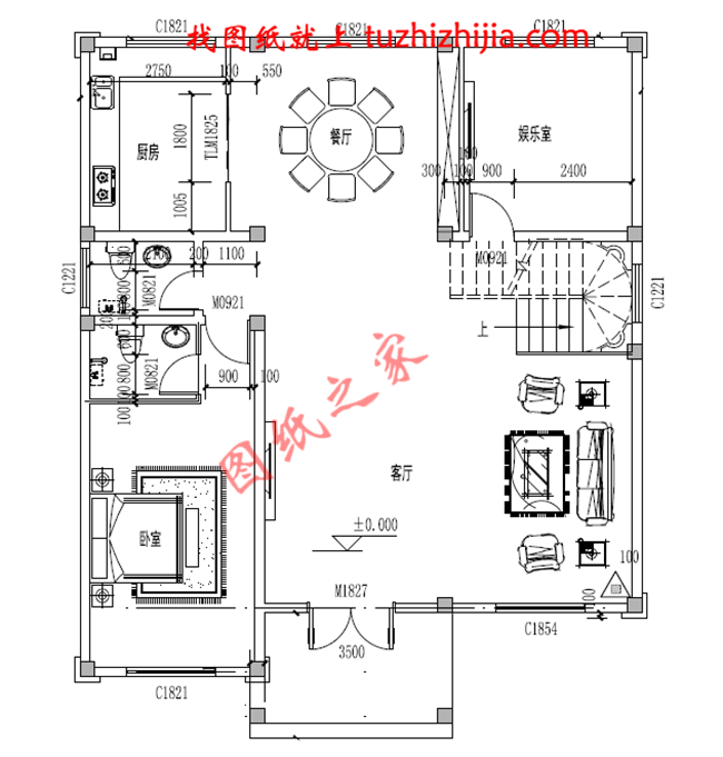 欧式大气三层小别墅设计图纸，外观、造型大方，色彩明快