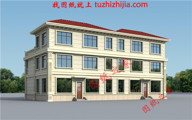 农村建房兄弟双拼三层，经典的欧式风格，大气的外观