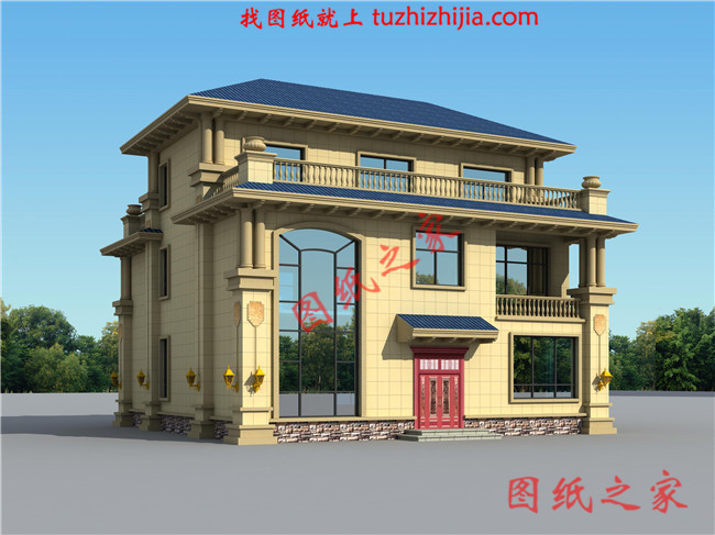 三间三层房子设计图,高端三层楼房设计图,三层两个大露台