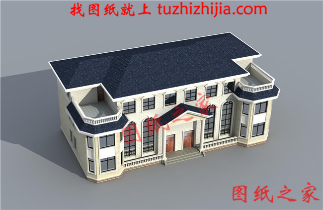 农村二层半双拼别墅设计图,客厅中空,带大露台